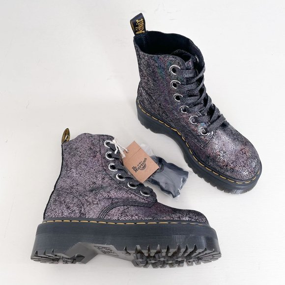 Dr martens grey 8 eye iridescent crackle boots Clearance